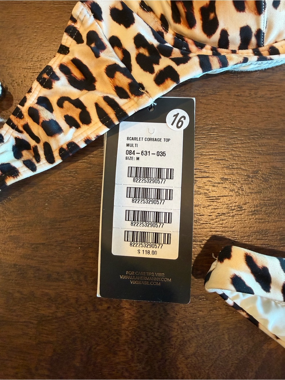 Vix Scarlet Corsage Leopard Print Bikini Set- Top & Bottom - NEVER WORN - Picture 7 of 7